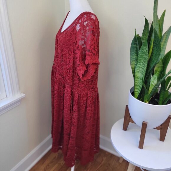 Torrid Red Mini Skater Dress Lace Fully Lined Short Ruffle Sleeve Women's 3X NWT - Picture 6 of 16